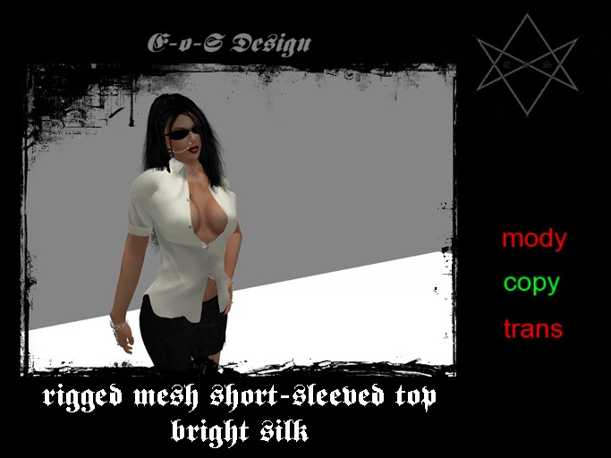 rigged mesh short-sleeved bright silk shirt