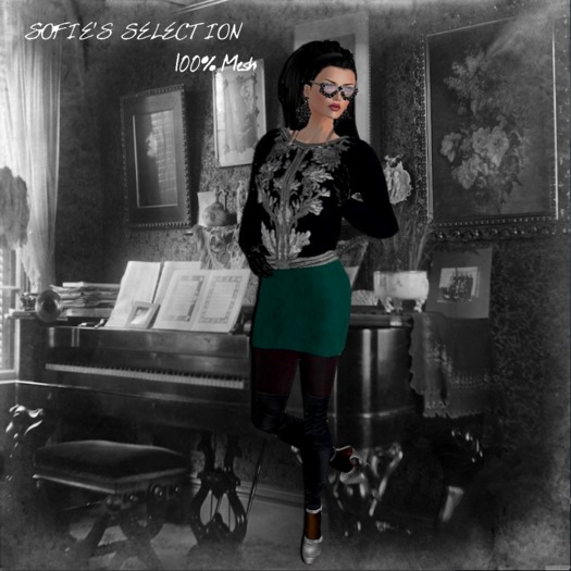 <S> Mesh Bourgeois Dress (Black-G)