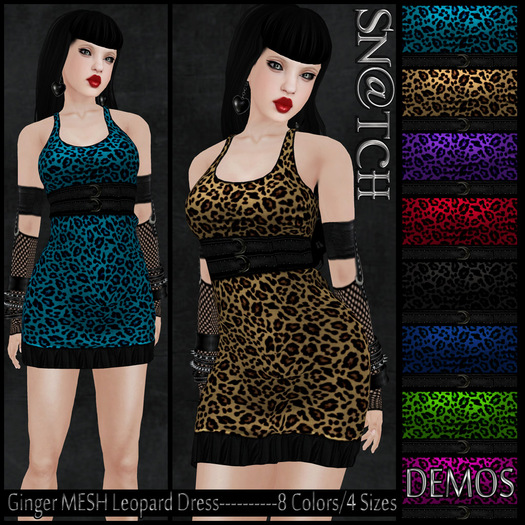 :::Sn@tch Mesh Ginger Leopard Dress-All Colors (Med):::