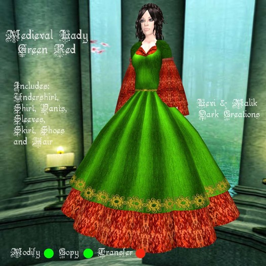 Medieval Lady Green Red