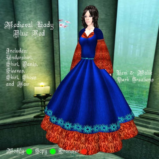 Medieval Lady Blue Red