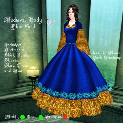 Medieval Lady Blue Gold