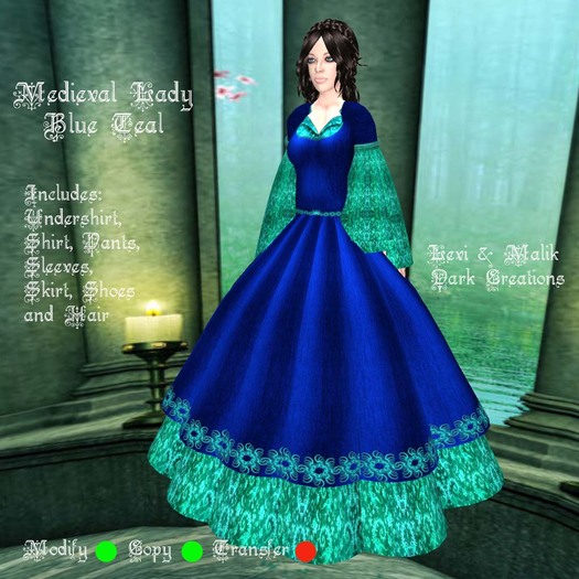 Medieval Lady Blue Teal