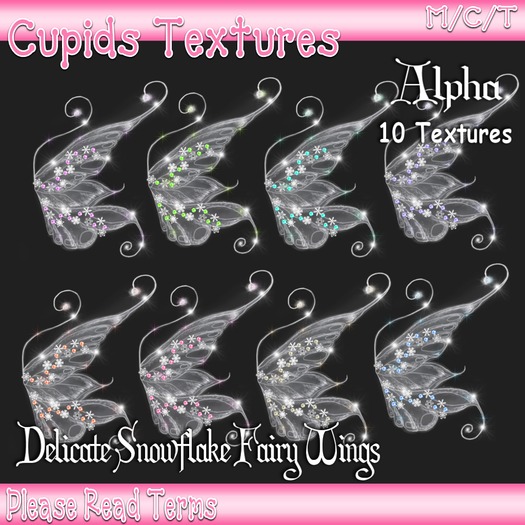*Cupids Textures * 10 DELICATE SNOWFLAKE FAIRY WINGS