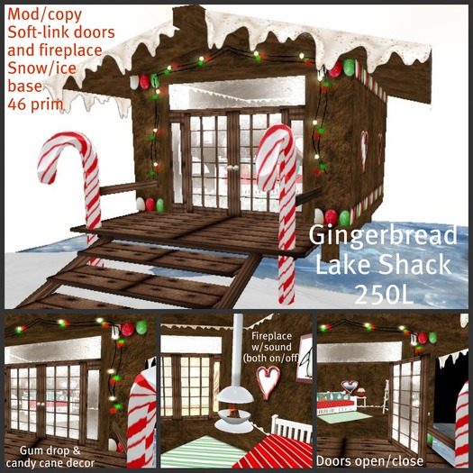 Gingerbread Lake Shack - working doors