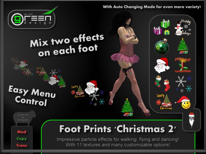 ●GD● Foot Prints 'Christmas 2' [Multi Color, Walk/Fly/Dance] Customizable Paw Prints X-Mas Walking Effect