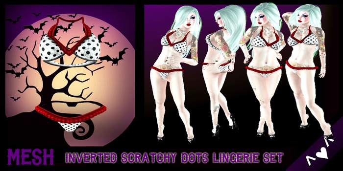 ^v^DRBC^v^Inverted Scratchy Dots Lingerie Set