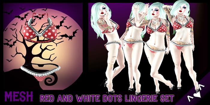 ^v^DRBC^v^ Red and White Lingerie Set