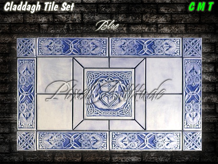 Claddagh Tile Set Blue Texture