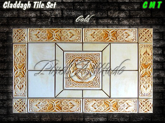 Claddagh Tile Set Gold Texture