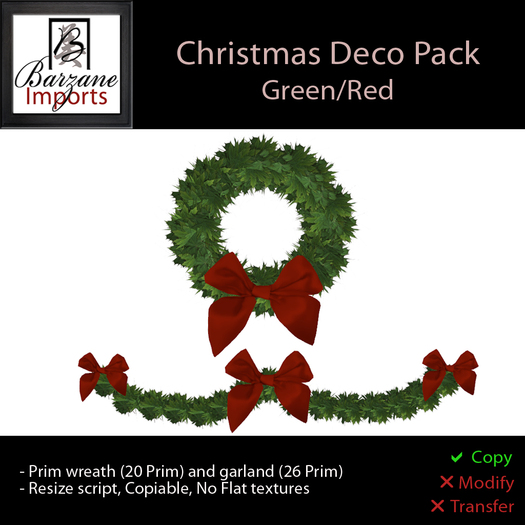 BARZANE Imports - Christmas Deco Pack Green/Red Boxed
