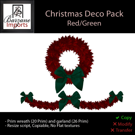 BARZANE Imports - Christmas Deco Pack Red/Green Boxed