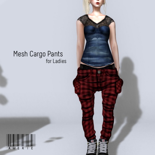 AMERIE - Mesh Cargo(Gingham red)