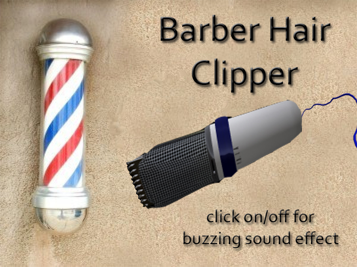 Second Life Marketplace Salon Barber Hair Clipper buzzing sound modify/transfer (mesh)