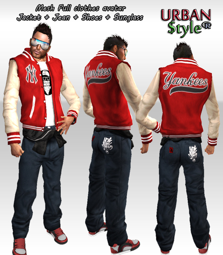 Urban $tyle - Mesh Full clothes avatar Jacket + Jean + Shoes + 