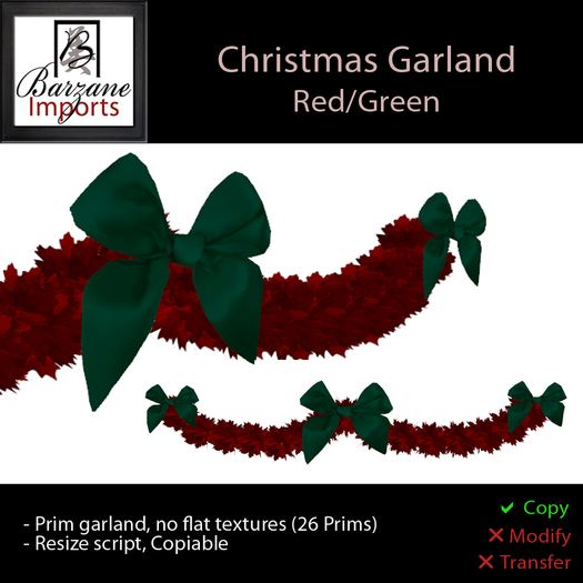BARZANE Imports - Christmas Garland Red/Green Boxed
