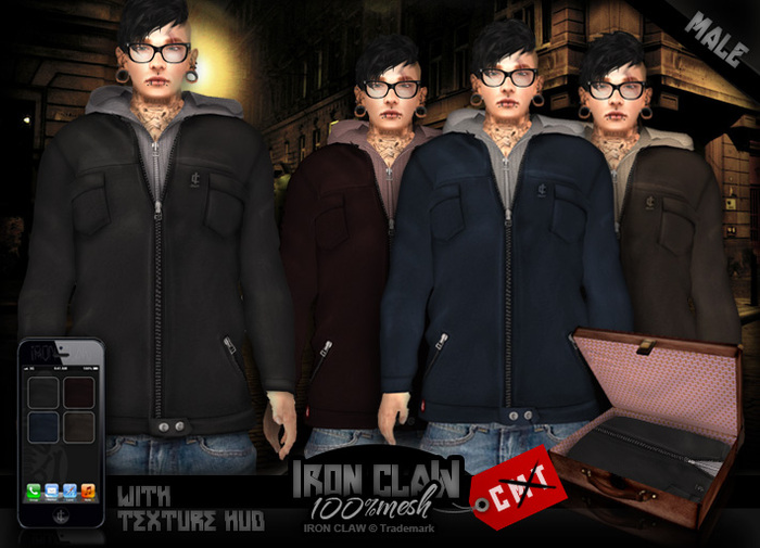 [IC] Rigged MESH Hooded Jacket .::Casual::. w. HUD MALE