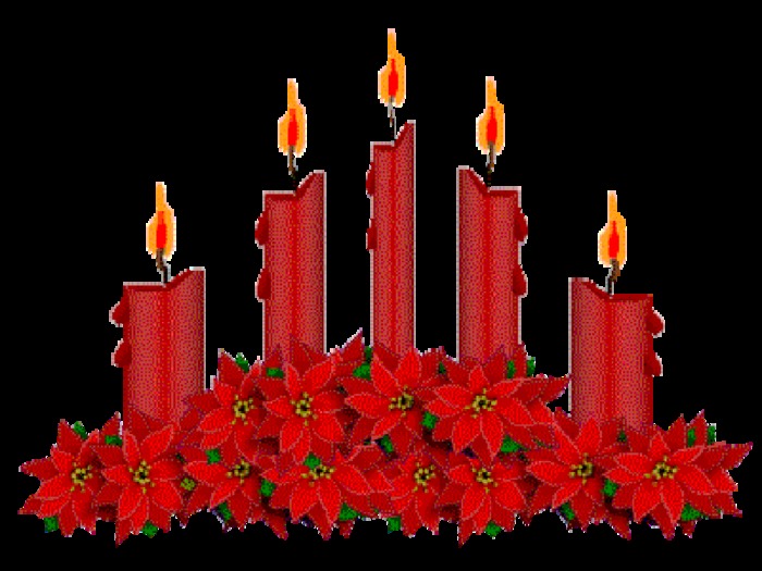 ANIMATED RED CANDLES WITH POINSETTAS(click on "Watch it in action")