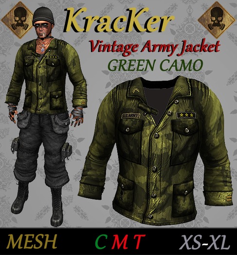 Kracker - Vintage Army Jacket - Green Camo