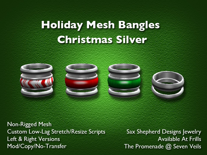 !SSD ~ Frills ~ Mesh Bangles (Christmas Silver)