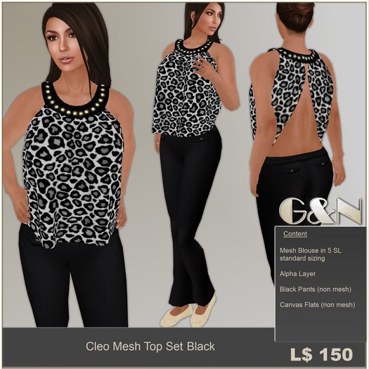 G&N Quality Design Cleo Mesh Top Set Black