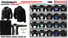 Mesh Black Leather Jacket with shirt set