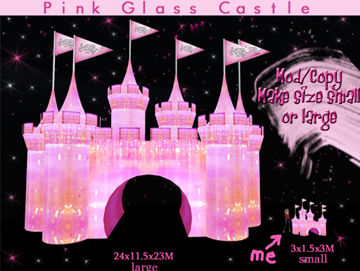Pink Glass Castle Princess Castle Palace Decoration Pink & White Sparkles
