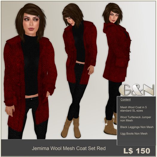G&N Quality Design Jemima Mesh Wool Coat Set Red (Transfer Version)