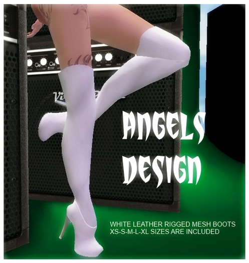 WHITE LEATHER RIGGED MESH BOOTS