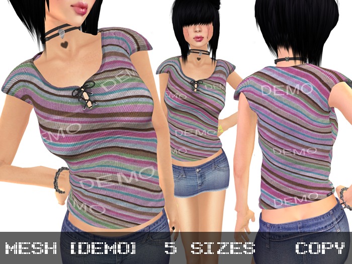 DEMO Jersey Top Color Stripes 1 - Mesh