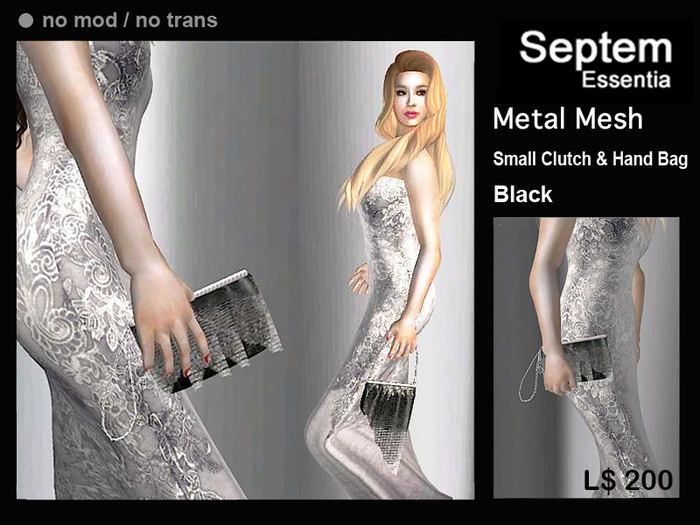 Metal mesh Small Bags Set ( Clutch & Hand Bag) black*Septem*