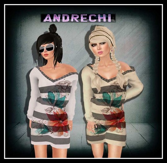 "=AnDreChi=" Mesh_Sweater Dress Off shoulder Paquete