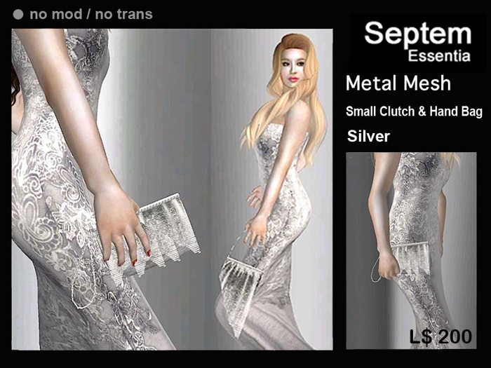 Metal mesh Small Bags Set ( Clutch & Hand Bag) silver*Septem*