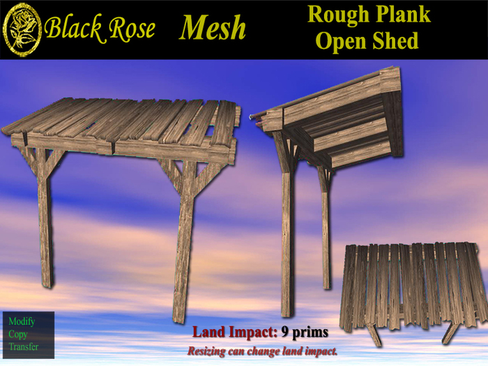 Black Rose Rough Plank Open Shed