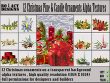 Ro!Act Designs 12 Christmas Pine & Candle Ornament Textures