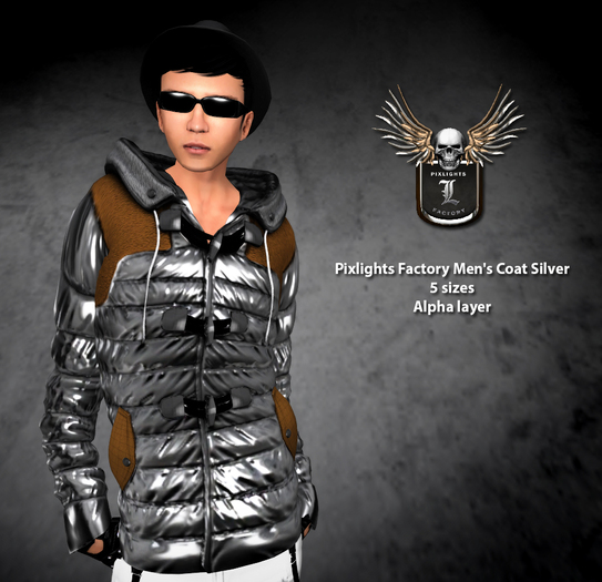 Pixlights Factory Men's Coat Silver 
