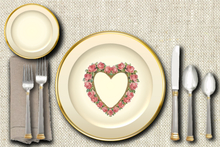 Single Place setting - Holiday: Valentines Day Pink Rose Heart