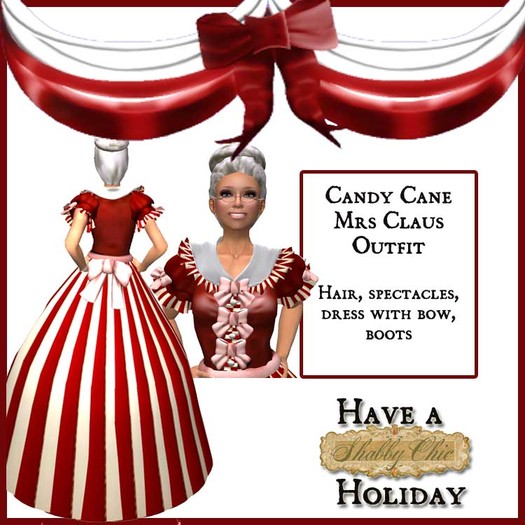 Shabby Chic Candy Cane Mrs. Claus