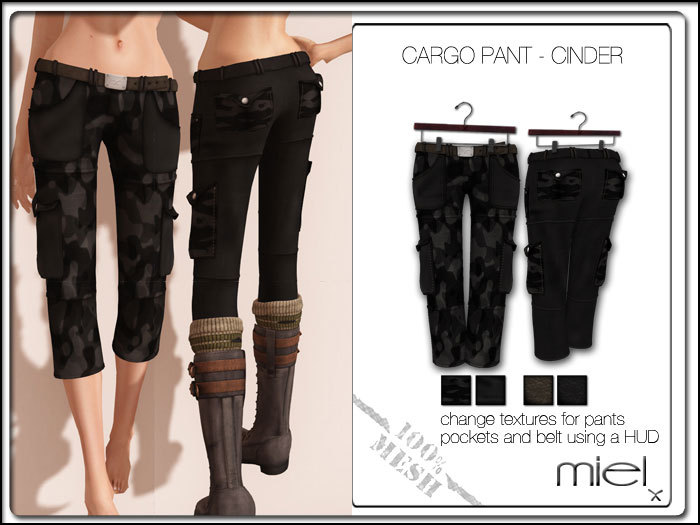 MIEL CARGO PANTS - cinder (MESH)