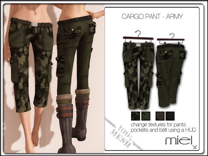 MIEL CARGO PANTS - army (MESH)