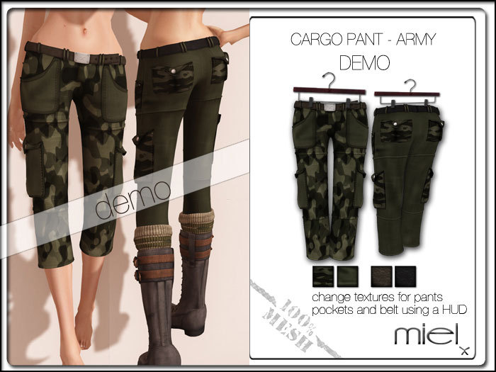 MIEL CARGO PANTS DEMO - army (MESH)