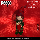 Peeps Animated Elf Girl Cookie and Cocoa Copy Christmas Decoration