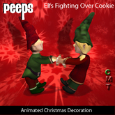 Peeps Animated Elfs Fighting Over Cookie Copy Christmas Decoration