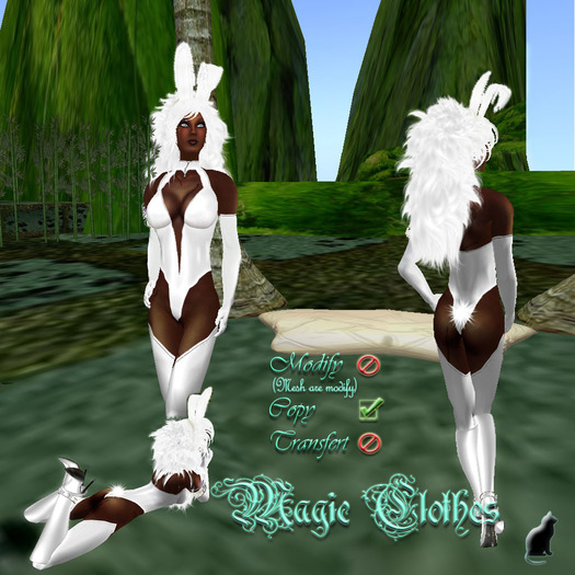 Magic clothes white latex bunny outfit
