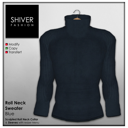 Shiver - Roll Neck Sweater Blue