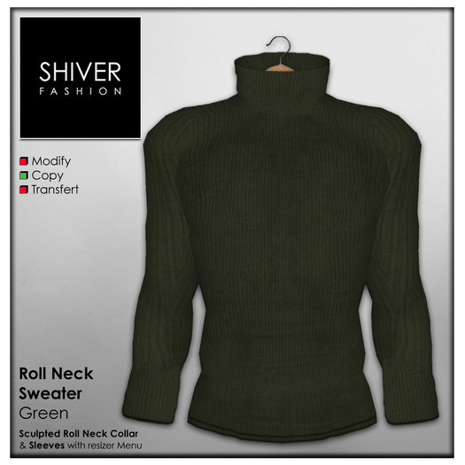 Shiver - Roll Neck Sweater Green