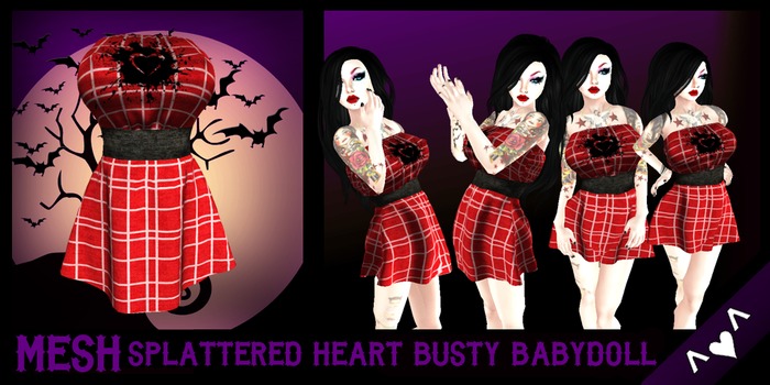 ^v^DRBC^v^ Splattered Heart Busty Babydoll