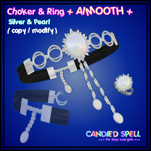 [CS] : + AIMOOTH + Choker & Ring Silver-Pearl