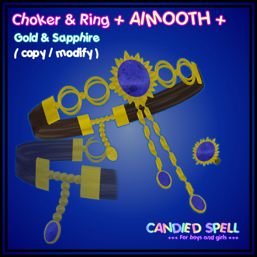 [CS] : + AIMOOTH + Choker & Ring Gold-Sapphire