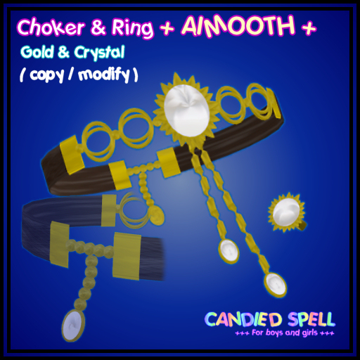 [CS] : + AIMOOTH + Choker & Ring Gold-Crystal